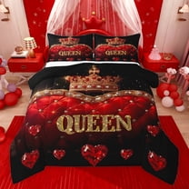 Castle Fairy Queen Crown Girl Bedding Comforter Set 2pcs,Bling Gold Glitter Twin Comforter Sets Microfiber,Sparkling Red Crystal Breathable Bedding Set,Ultra Soft Home Decor,Reversible