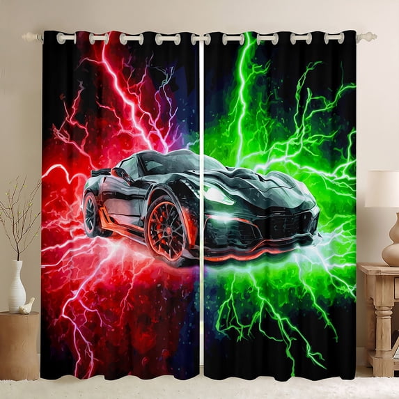 Castle Fairy Racing Car Black Out Curtains,Lightning Curtains Pack of 2 (42x63 Each)