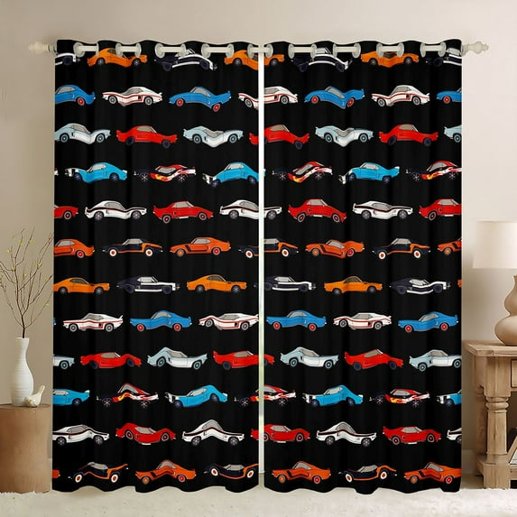 Castle Fairy Racing Car Curtains Pack of 2 (42x84 Each) for Preppy Child Boys,Extreme Sport Curtains Blackout,Car Theme Bedroom Curtains,Breathable Home Decor