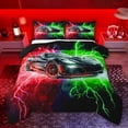 thumbnail image 1 of Castle Fairy Racing Car Queen Comforter Set,Red Green Lightning Bedding Comforter Set, 1 of 8