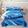 thumbnail image 1 of Castle Fairy Racing Style Blue Sports Car Twin Quilt Set for Boys,Dynamic Splash Art Twin Coverlet Set,Vibrant Blue, 1 of 7