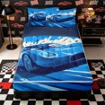 thumbnail image 1 of Castle Fairy Racing Style Blue Sports Car Zipper Twin Comforter Sets with Fitted Sheet and 2 Pillowcases for Boys,Dynamic Splash Art Zipper Bedding Set,Vibrant Blue,4-Piece,Navy Blue Reversible, 1 of 6