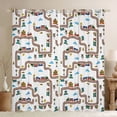 thumbnail image 1 of Castle Fairy Railway Map Blackout Curtains Set of 2 (52x84 Each) for Kids, Town Signal Print Window Curtains for Bedroom, Brown Yellow Blue, 1 of 6