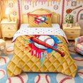 thumbnail image 1 of Castle Fairy Red Baseball Bat Print Twin Comforter Sets 2pcs, Ice Cream Drip Bedding Set, Red Blue Yellow,1 Comforter and 1 Pillowcase, 1 of 6