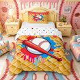 thumbnail image 1 of Castle Fairy Red Baseball Bat Print Twin Duvet Cover, Ice Cream Drip Twin Bedding, Red Blue Yellow,2pcs,1 Duvet Cover and 1 Pillowcase, 1 of 6
