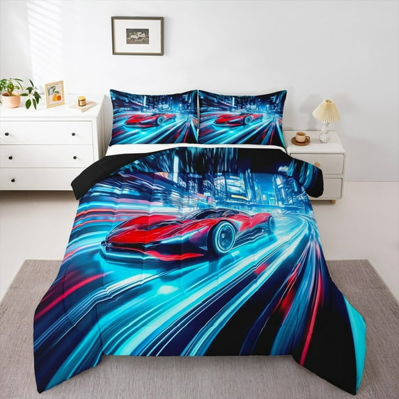 Castle Fairy Red Car Boy Full Size Comforter Sets,Extreme Sport Bedding Sets