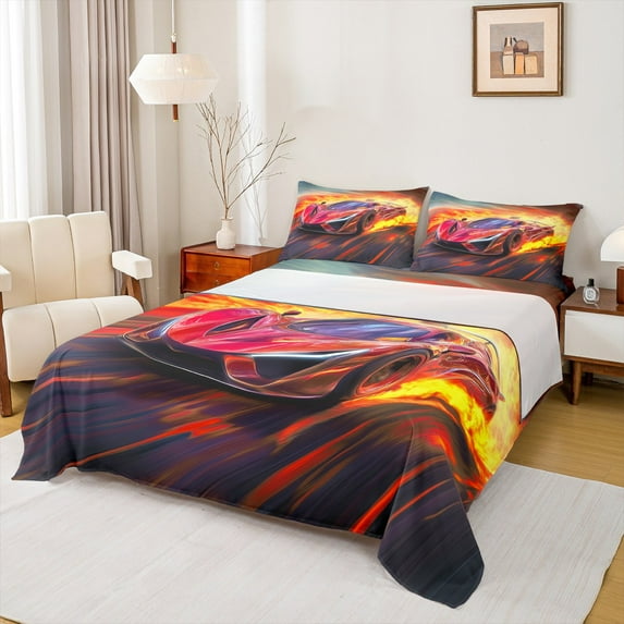 Castle Fairy Red Car Boy Twin Sheet Sets,Extreme Sport Bedding