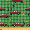 thumbnail image 1 of Castle Fairy Red Car Fabric by the Yard 10 Yards for Kids, Cartoon Vehicles Home Decor Fabric by the Yard, Green Plaid Checkered Sewing Fabric, 1 of 6