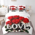 thumbnail image 1 of Castle Fairy Red Floral Rose Bedding Comforter Set,Romantic Flowers Full Bedding Set, 1 of 8