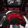 thumbnail image 1 of Castle Fairy Red Gamepads 3 Pieces Queen Comforter Set,3D Geometric Ultra Soft Bedding Sets,Video Game Bedding Comforter Set,Luxury Boys Bedroom Decor,Reversible, 1 of 8