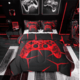 thumbnail image 1 of Castle Fairy Red Gamepads 7-Piece Bedding Comforter Set,3D Geometric King Bedding Sets,Video Game Ultra Soft Bed Sheets,Luxury Boys Bedroom Decor,Reversible, 1 of 8