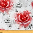 thumbnail image 1 of Castle Fairy Red Rose Floral Girl Fabric by the Yard 1 Yard, Spring Garden Flower Home Decor Fabric by the Yard, Watercolor Ink Painting Sewing Fabric, 1 of 6