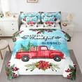 thumbnail image 1 of Castle Fairy Red Truck 7-Piece Twin Bedding Sets for Teens,Floral Berry Bedding Comforter Set,Merry Christmas Breathable Sheet Sets,Microfiber Bedroom Decor, 1 of 8