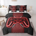 thumbnail image 1 of Castle Fairy Red Video Game Twin Bedding Sets,Hexagon Gamepads Bedding Comforter Set, 1 of 8