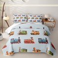 thumbnail image 1 of Castle Fairy Retro Colorful Train Twin Quilt Set,Whimsical Locomotive Twin Coverlet Set for Bedroom,Blue Green Red, 1 of 7