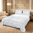thumbnail image 1 of Castle Fairy Retro Faded Tribal Band Queen Sheets 4 Pieces,Abstract Geometric Pattern Queen Sheet Sets,Slate Blue White,1 Flat Sheet, 1 Fitted Sheet and 2 Pillowcases, 1 of 7