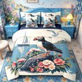 thumbnail image 1 of Castle Fairy Retro Flat Sailboat Puffin 7-Piece Twin Bedding,Pink Rose Seagull Calm Seascape Print Bedding Comforter Set,Cream Azure,Navy Blue Reversible, 1 of 7