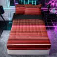 thumbnail image 1 of Castle Fairy Retro Horizontal Stripe Zipper Twin Comforter Sets with Fitted Sheet and 2 Pillowcases,Mid Century Thin Line Zipper Bedding Set,Rust Crimson Blush,Reversible, 1 of 5