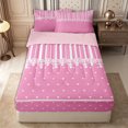thumbnail image 1 of Castle Fairy Retro Lace Border Zipper Full Size Comforter Sets with Fitted Sheet and 2 Pillowcases,Minimalism Heart Grid Zipper Bedding Set,Hot Pink White,Reversible, 1 of 7