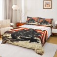 thumbnail image 1 of Castle Fairy Retro Motorcycle Queen Sheet Sets 4 Pieces for Teens, American Flag Art Bed Set for Bedroom, Red Beige, 1 of 6