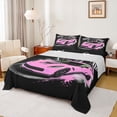 thumbnail image 1 of Castle Fairy Retro Racing Car Bed Sheets 4pcs for Girls, Speedometer Flag Art King Sheets for Bedroom, Pink Black, 1 of 6