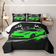thumbnail image 1 of Castle Fairy Retro Racing Car Bed Spread Queen,Race Flag Design Queen Coverlet Set for Bedroom,Green Black, 1 of 7