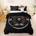 thumbnail image 1 of Castle Fairy Retro Speedometer Queen Duvet Cover Set for Teens, Race Flag Print Bedding for Bedroom, Black Red,Black Reversible,3-Piece,No Comforter, 1 of 6