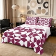 thumbnail image 1 of Castle Fairy Retro Split Circle Bed Sheets 4-Piece,Abstract Curved Full Size Sheets,Burgundy White,1 Flat Sheet, 1 Fitted Sheet and 2 Pillowcases, 1 of 7