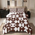 thumbnail image 1 of Castle Fairy Retro Split Circle King Size Comforter Sets 3pcs,Mid Century Curved Comforters King Size,Chocolate White,Reversible,1 Comforter and 2 Pillowcases, 1 of 6