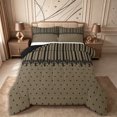 thumbnail image 1 of Castle Fairy Retro Striped Panel Full Size Comforter Sets 3-Piece,Minimalist Tiny Heart Bedding Comforter Set,Black Taupe,Reversible,1 Comforter and 2 Pillowcases, 1 of 6
