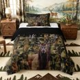 thumbnail image 1 of Castle Fairy Retro USA Flag Elk Deer Twin Comforter Sets 2pcs,Green Woodland Camo Maple Stripes Bedding Set,Olive Black Tan,Black Reversible,1 Comforter and 1 Pillowcase, 1 of 6