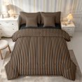 thumbnail image 1 of Castle Fairy Retro Vertical Strip Queen Bedding 7pcs,Abstract Minimalist Linear Motif Bedding Comforter Set Queen,Tan Black,Reversible, 1 of 7