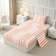 thumbnail image 1 of Castle Fairy Retro Vertical Stripe Twin Sheets 3pcs,Minimalist Thin Line Bedding,Terracotta Pink White,1 Flat Sheet, 1 Fitted Sheet and 1 Pillowcase, 1 of 7