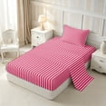 thumbnail image 1 of Castle Fairy Retro Vertical Stripe Twin Sheets 3pcs,Watercolor Linear Motif Bedding,Pink Crimson Red,1 Flat Sheet, 1 Fitted Sheet and 1 Pillowcase, 1 of 7