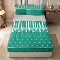 thumbnail image 1 of Castle Fairy Retro Vertical Stripe Zipper Twin Comforter Sets with Fitted Sheet and 2 Pillowcases,Minimalism Heart Dot Zipper Bedding Set,Emerald Green White,Reversible, 1 of 7
