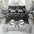 thumbnail image 1 of Castle Fairy Ribbon Bow Bedding Comforter Set,Crystal Glitter Print King Bedding Sets, 1 of 8