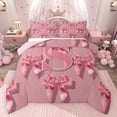 thumbnail image 1 of Castle Fairy Ribbon Bow Knot Personalized Initial S Bedding Comforter Set 2pcs for Preppy Child Teens,Pink Bow-Tie Twin Comforter Sets Microfiber,Dreamy Princess Bow Alphabet Breathable Bedding Set, 1 of 8