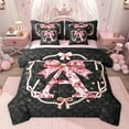 thumbnail image 1 of Castle Fairy Ribbon Bowknot Letter A 7-Piece Twin Bedding Set for Child Teens Adults, 1 of 8