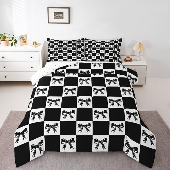 Castle Fairy Ribbon Bowknot Queen Comforter Set,Dreamy Princess Bow Bedding Comforter Set