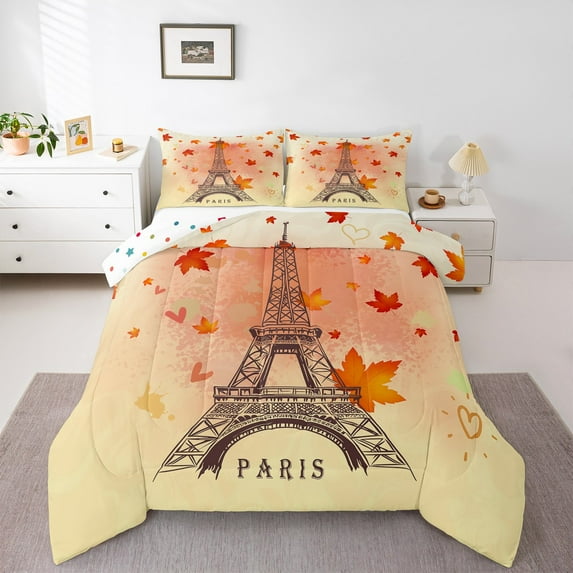 Castle Fairy Romantic Eiffel Tower Twin Comforter Sets,Happy Valentine's Day Bedding Set