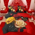thumbnail image 1 of Castle Fairy Romantic Floral Rose Bedding Comforter Set 7pcs for Kids Teens Adults,Happy Valentine's Day Queen Bedding Sets Super Cozy,Bling Crystal Queen Sheet Sets,Breathable Home Decor,Reversible, 1 of 8