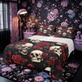 thumbnail image 1 of Castle Fairy Romantic Gothic Skull Queen Sheets 4 Pieces,Vintage Flower Rose Skeleton Queen Sheet Sets,Red Black,1 Fitted Sheet,1 Flat Sheet and 2 Pillowcases, 1 of 6
