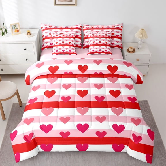 Castle Fairy Romantic Love Heart Bedding Comforter Set,Valentine's Day Full Bedding Set