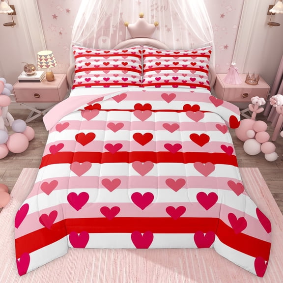 Castle Fairy Romantic Love Heart Queen Comforter Set,Valentine's Day Bedding Comforter Set