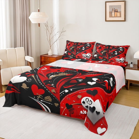 Castle Fairy Romantic Lover Couple Twin Sheet Sets 3pcs for Female Men Women,Happy Valentine's Day Twin Fitted Sheet Microfiber,Love Heart Print Breathable Flat Sheet,Ultra Soft Home Decor