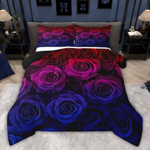 Castle Fairy Romantic Rose Queen Comforter Set,Valentine's Day Bedding Comforter Set
