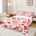 thumbnail image 1 of Castle Fairy Romantic Stripes Love Heart Full Size Sheets 4-Piece for Kids Teens Adults,Valentine's Day Festival Breathable Bed Sheets,Red White Lightweight Sheet Sets,Lightweight Room Decor, 1 of 7
