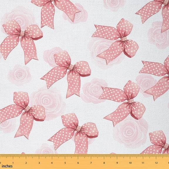 Castle Fairy Rose Bow-Tie Fabric by the Yard 5 Yard,Polka Dots Sewing Fabric,Chic Flower Fabric for Sewing,Super Cozy Kawaii Room Decor
