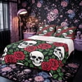 thumbnail image 1 of Castle Fairy Rose Gothic Skull Queen Sheets 4 Pieces,Halloween Floral Leaves Queen Sheet Sets,Ivory Red Black,1 Fitted Sheet,1 Flat Sheet and 2 Pillowcases, 1 of 6