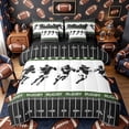 thumbnail image 1 of Castle Fairy Rugby Print Queen Bedding 7pcs, Sport Football Bedding Comforter Set Queen, Black White Green,Black Reversible, 1 of 7